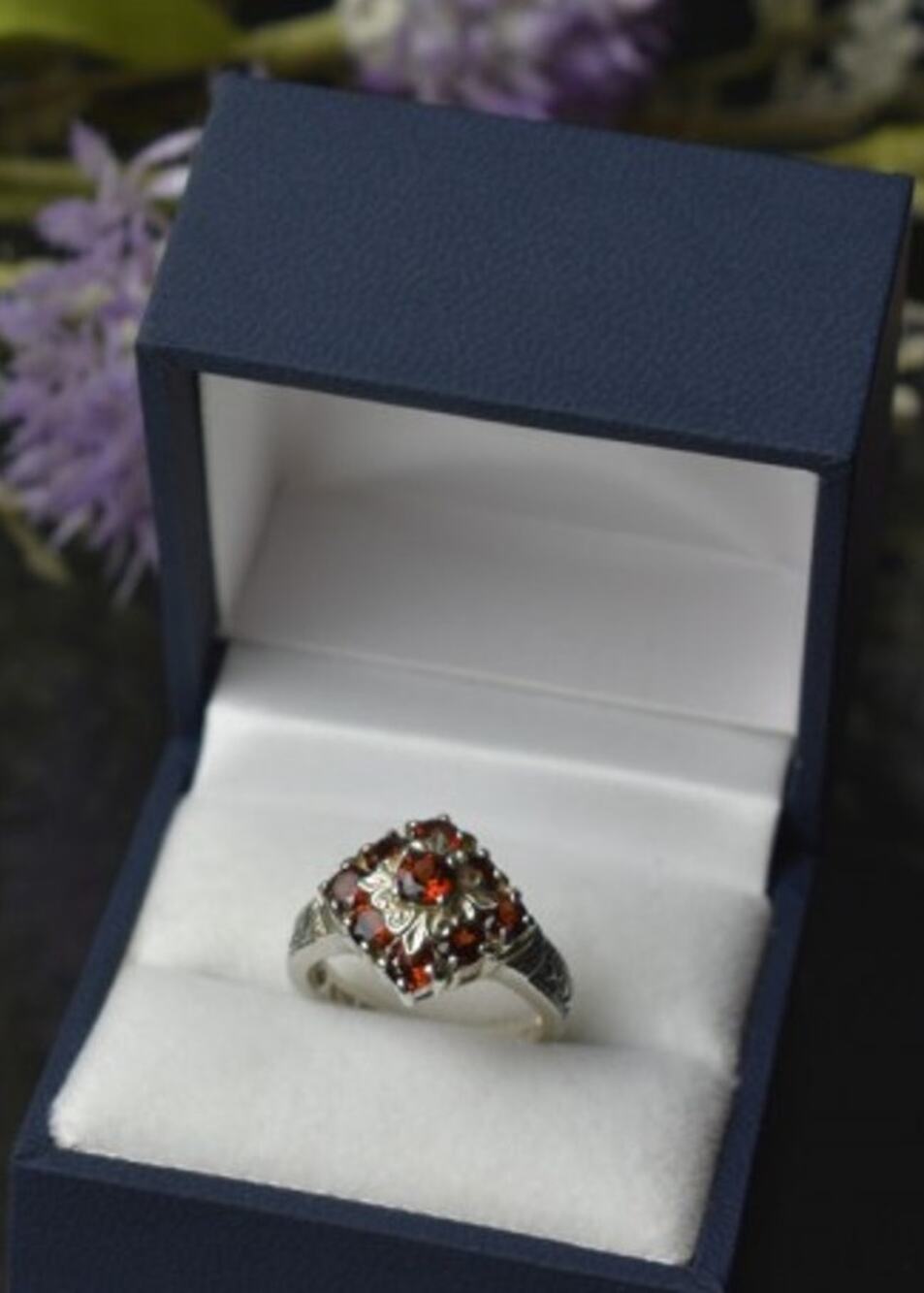 925 Sterling Silver Almandine Ring Size 5